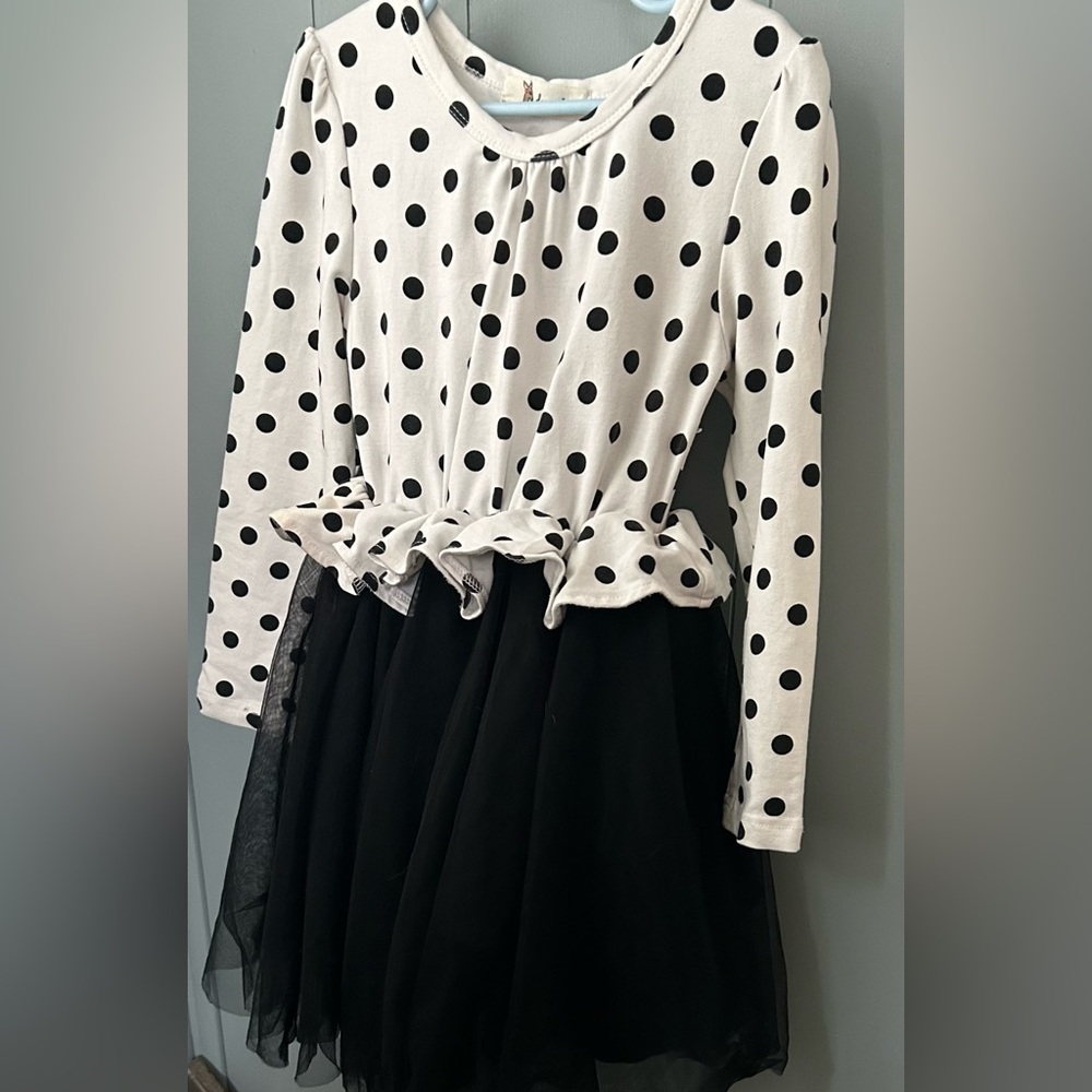 Polka Dot Black and White Kids Dress